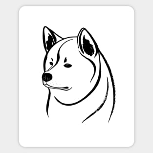 Akita Inu (Black and White) Sticker